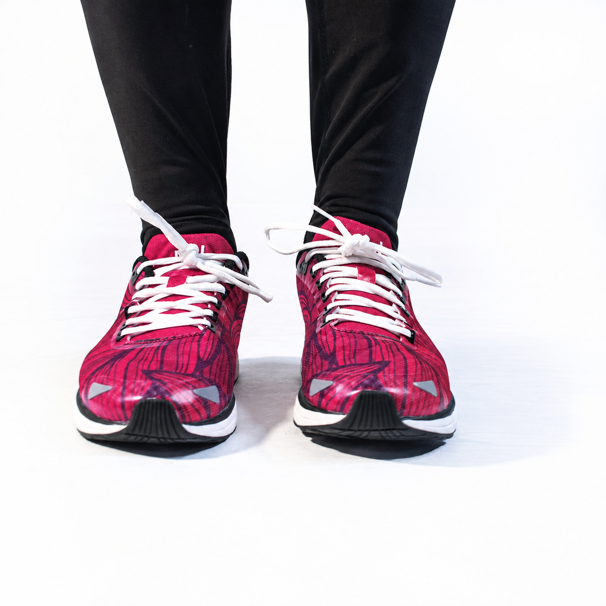 YUL Crimson Red road shoes, front view.