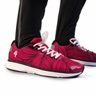 YUL Crimson Red road shoes, side view.